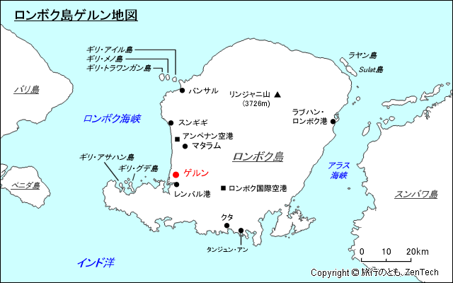 ロンボク島ゲルン地図