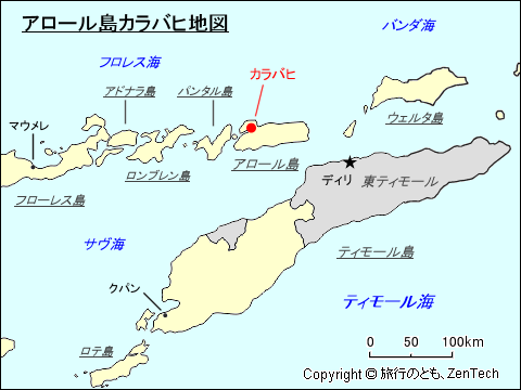 アロール島カラバヒ地図