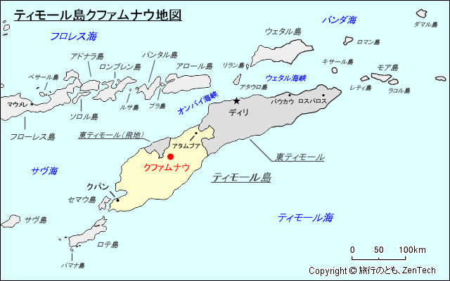 ティモール島クファムナウ地図