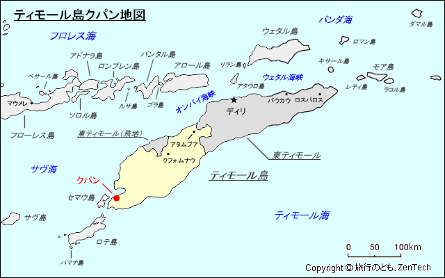 ティモール島クパン地図