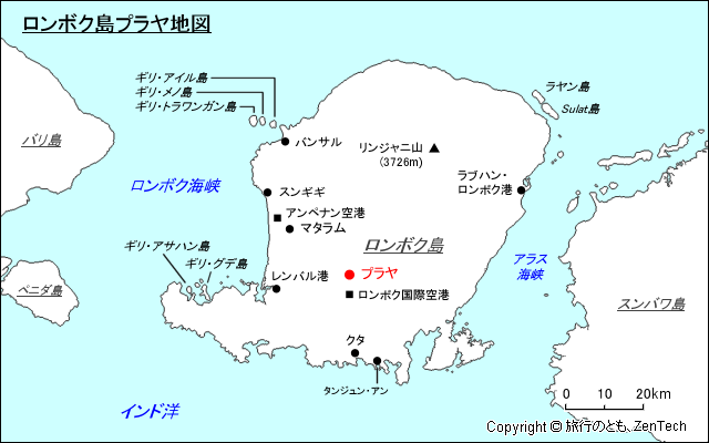 ロンボク島プラヤ地図