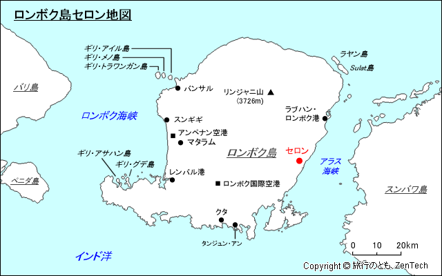 ロンボク島セロン地図