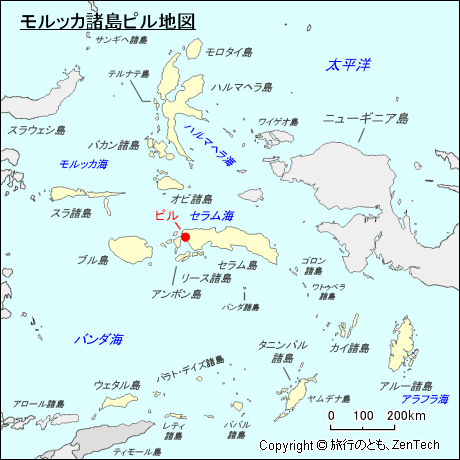 モルッカ諸島ピル地図