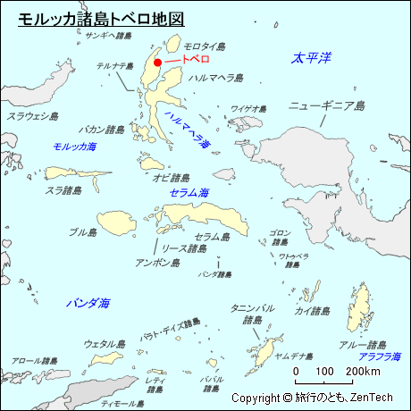 モルッカ諸島トベロ地図