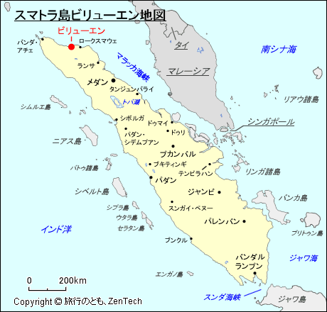 スマトラ島ビリューエン地図