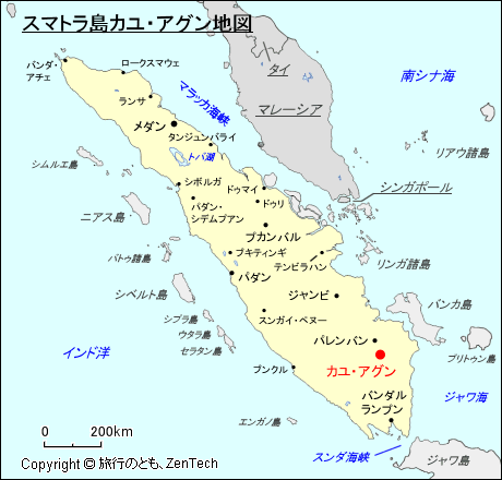 スマトラ島カユ・アグン地図