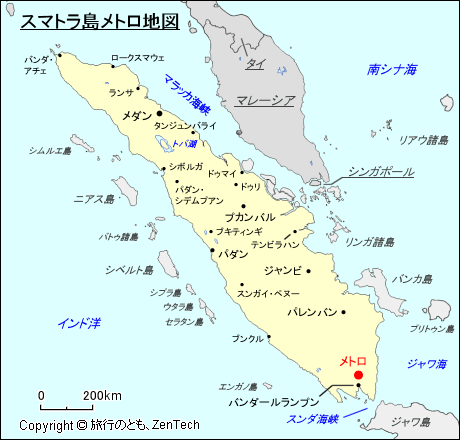 スマトラ島メトロ地図