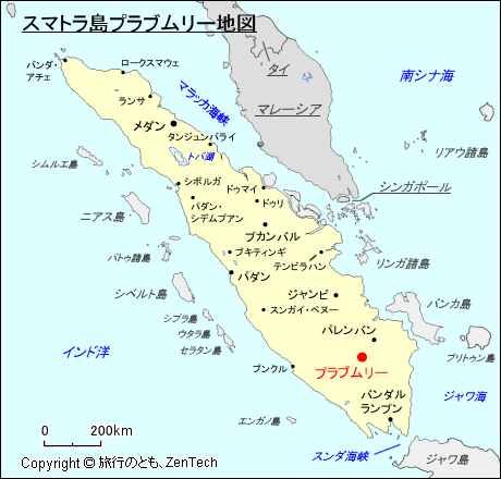 スマトラ島プラブムリー地図