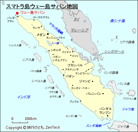 スマトラ島ウェー島サバン地図