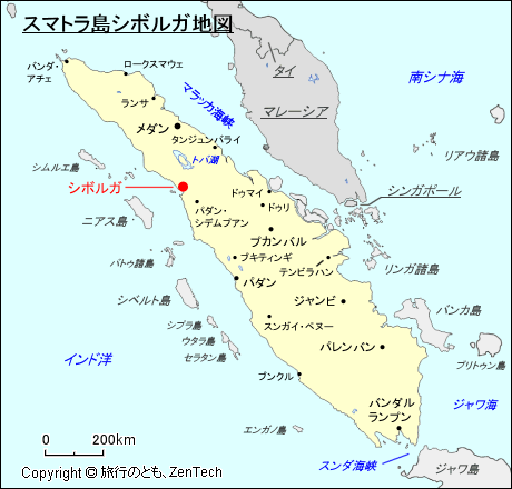 スマトラ島シボルガ地図