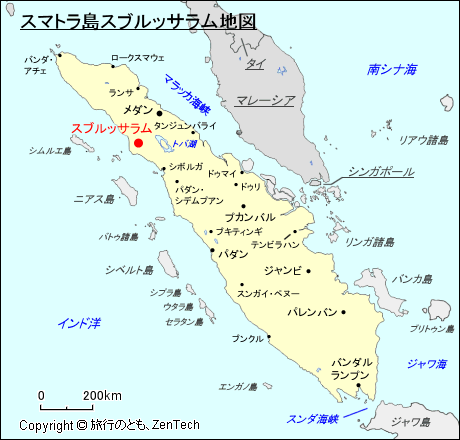 スマトラ島スブルッサラム地図