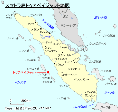 スマトラ島トゥアペイジャット地図