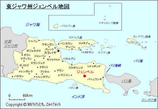 東ジャワ州ジェンベル地図