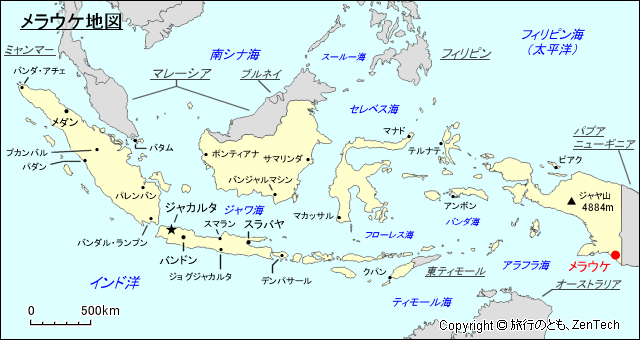 メラウケ地図