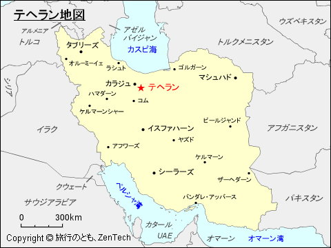 イランにおけるテヘラン地図