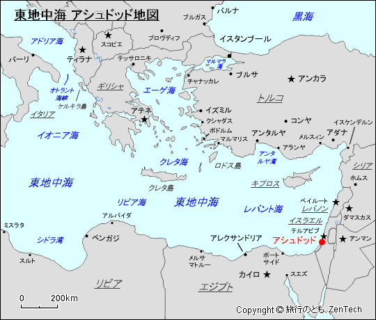 東地中海 アシュドッド地図