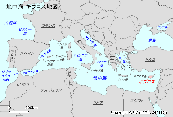 地中海 キプロス地図