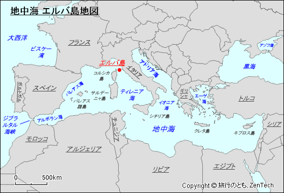 地中海 エルバ島地図