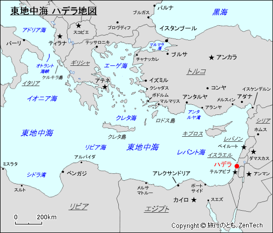 東地中海 ハデラ地図