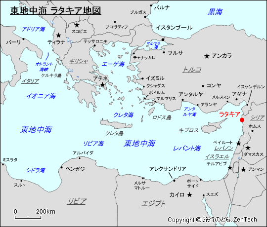 東地中海 ラタキア地図