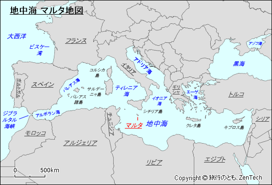 地中海 マルタ地図