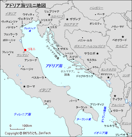 アドリア海リミニ地図