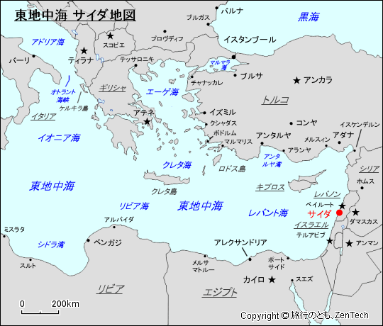 東地中海 サイダ地図