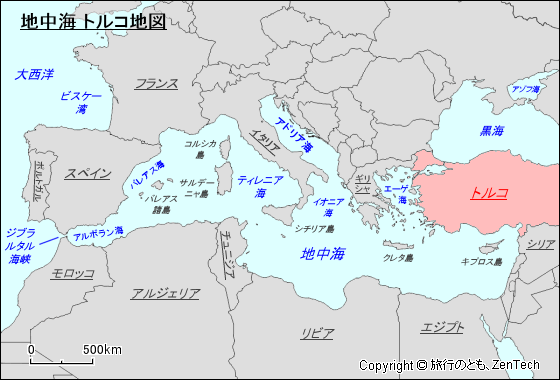 地中海 トルコ地図
