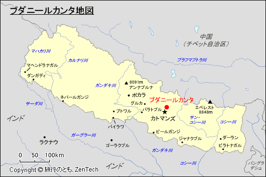 ブダニールカンタ地図