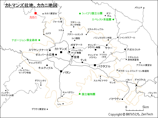 カトマンズ盆地、カカニ地図