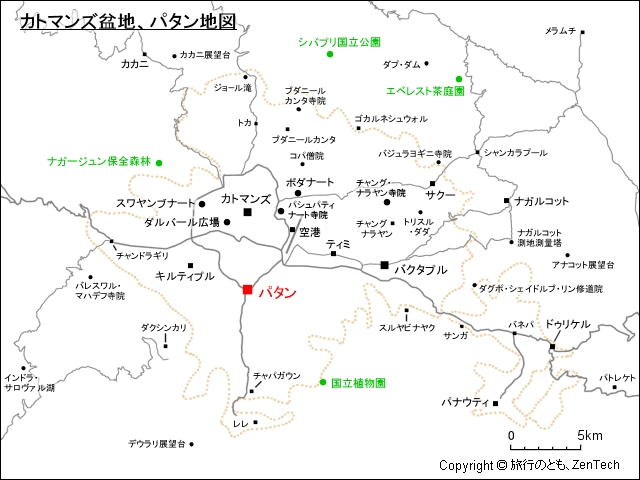 カトマンズ盆地、パタン地図