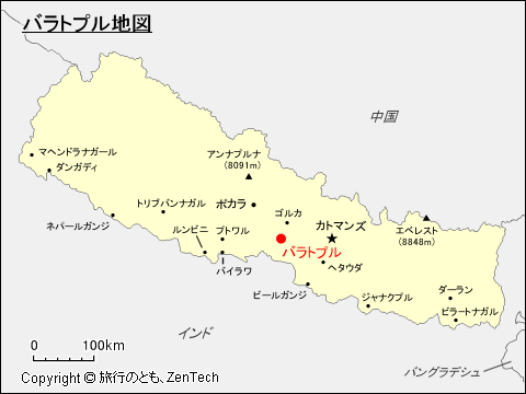 ネパールにおけるバラトプル地図