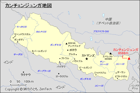 カンチェンジュンガ地図