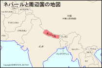 ネパールと周辺国の地図