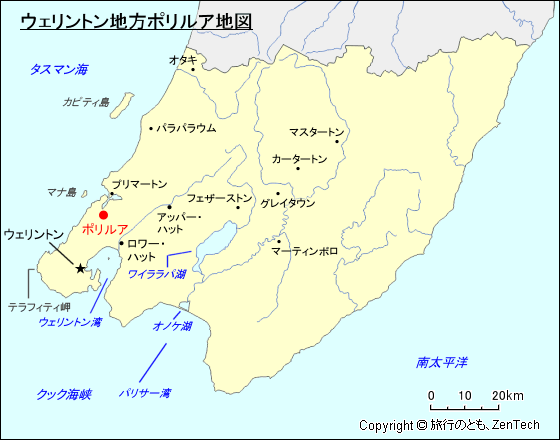 ウェリントン地方ポリルア地図