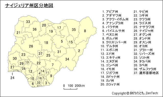 ナイジェリア州区分地図