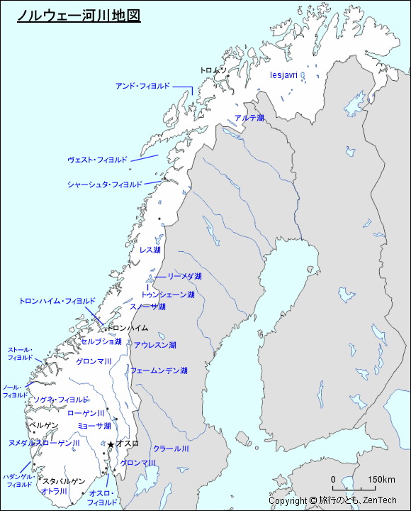 ノルウェー河川地図 旅行のとも Zentech