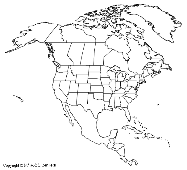 北アメリカ白地図 旅行のとも Zentech