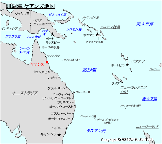 珊瑚海 ケアンズ地図