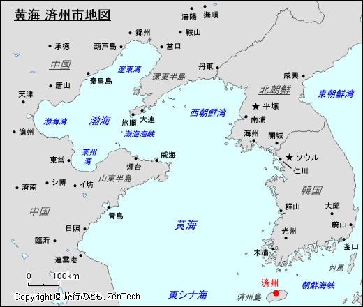黄海 済州市地図