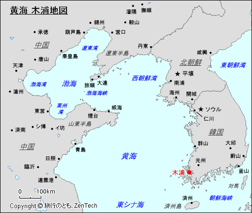 黄海 木浦地図