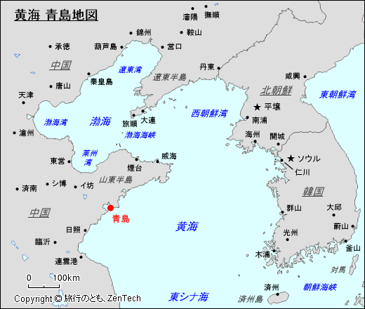 黄海 青島地図