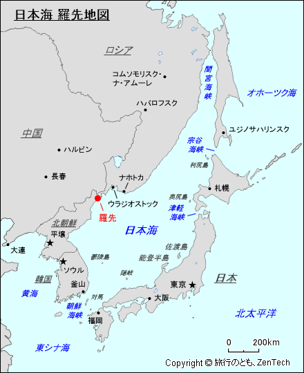 日本海 羅先地図