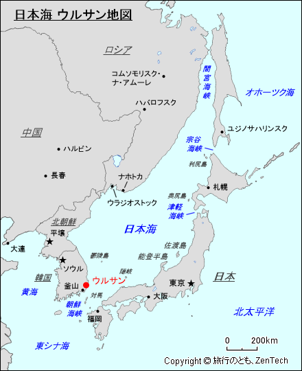 日本海 ウルサン地図