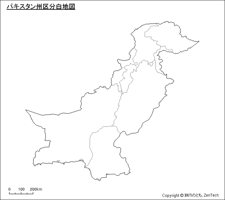 パキスタン州区分白地図