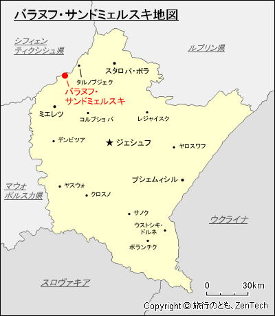 ポトカルパツキ県バラヌフ・サンドミェルスキ地図