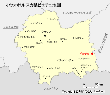 マウォポルスカ県ビェチュ地図