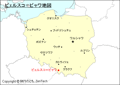 ポーランドにおけるビェルスコ＝ビャワ地図