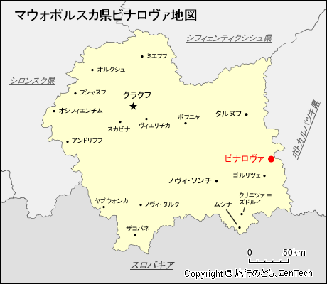 マウォポルスカ県ビナロヴァ地図