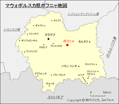 マウォポルスカ県ボフニャ地図